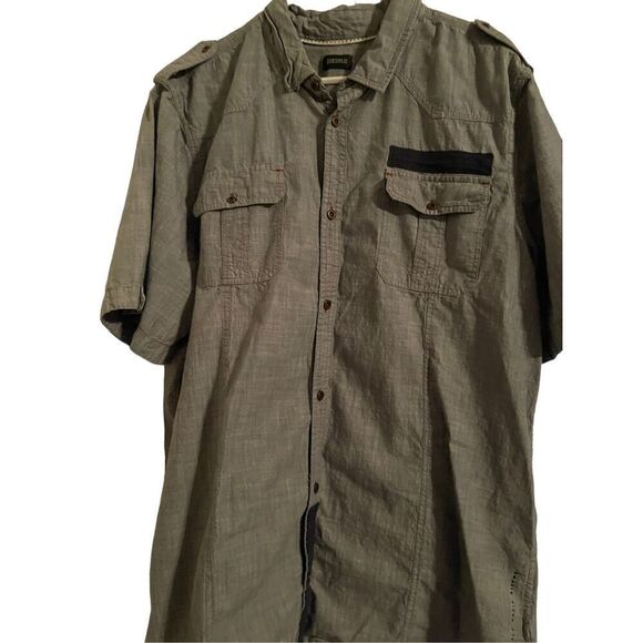 Buffalo David Bitton Men's Olive Green Western Buttons Up Short Sleeves Size XXL - Picture 1 of 16